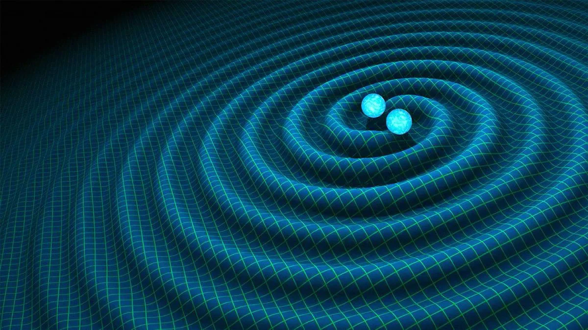 gravitational waves imagined in blue colour
