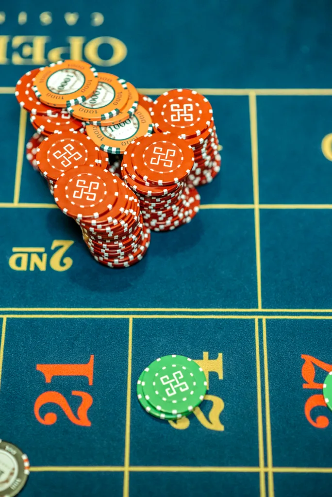 stack of chips on a casino table