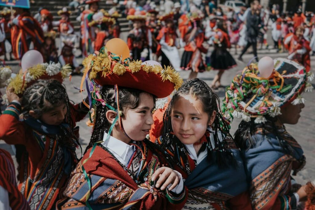 children dressed up in street festivals