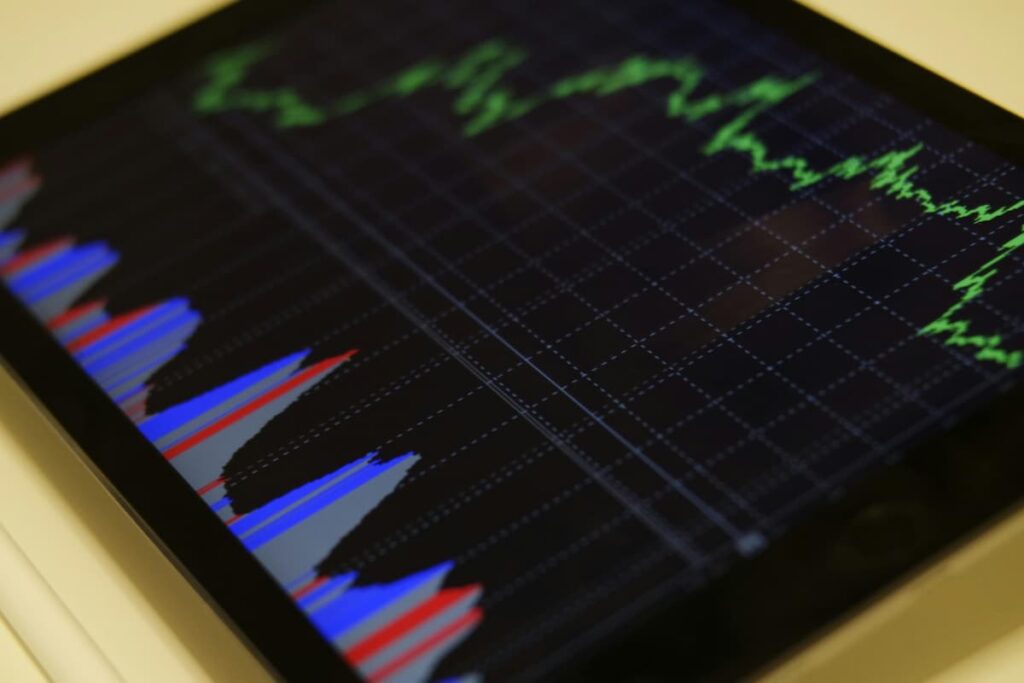 a black tablet featuring some graph for analytics
